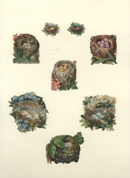 8 wafers bird eggs in nests, approx. 7 x 6 cm and 2 x 3 cm