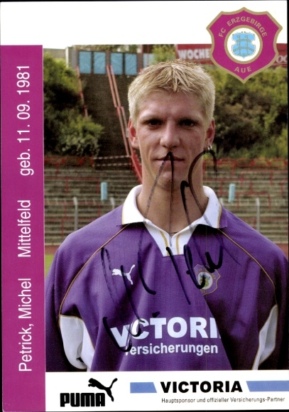 Autogrammkarte Michel Petrick, FC Erzgebirge Aue, Autogramm