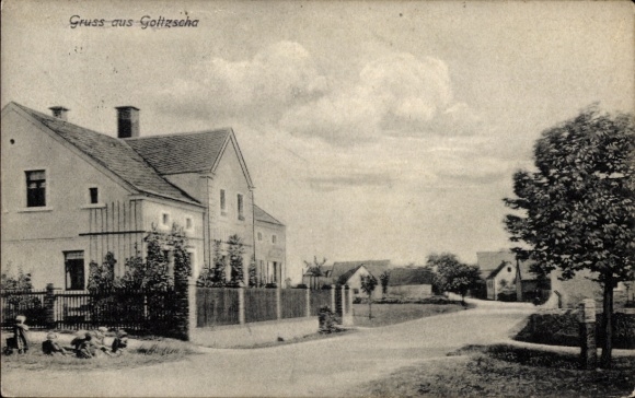Postcard Goltzscha Diesbar Seußlitz Nünchritz in Saxony, street section