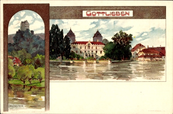 Artysta lito Mutter, K., Gottlieben Canton Thurgau, Zamek, Salenstein