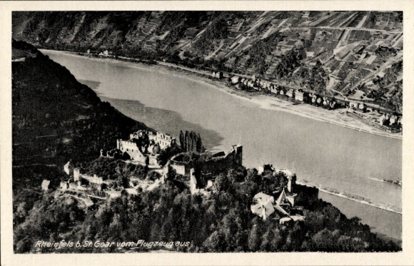 KP St. Goar am Rhein, zamek Rheinfels, zdjęcie lotnicze