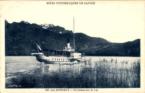 Postcard Annecy Haute Savoie, Lac d'Annecy, steamer