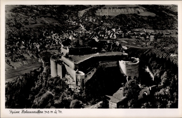 Postcard Neuffen in Württemberg, Hohenneuffen Castle, ruins aerial photograph, surroundings,