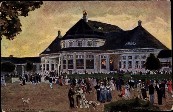 Künstler Ak Bergen, Claus, München Bayern, Ausstellung, Hauptrestaurant im Ausstellungspark