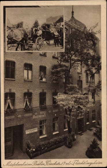 Postcard Berlin Mitte, girls&#39; home, refugee home, Tieckstraße 17