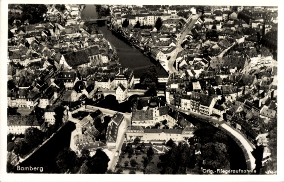 Postcard Bamberg in Upper Franconia, aerial photograph