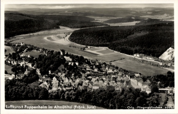 KP Pappenheim w Altmühltal Środkowa Frankonia, uzdrowisko klimatyczne Altmühltal, Jura Frankońska, zdjęcia lotnicze