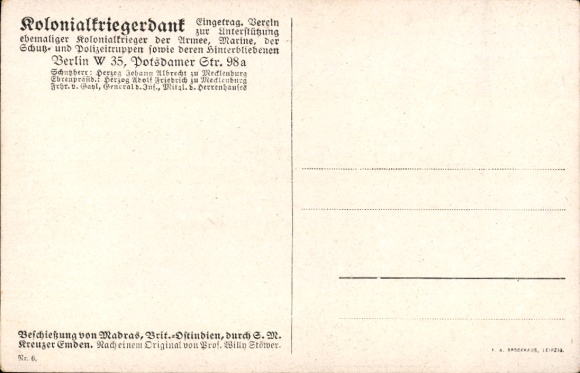 Artist Postcard Stöwer, Willy, SMS Emden bombards Madras, cruiser, Imperial Navy, I. WK