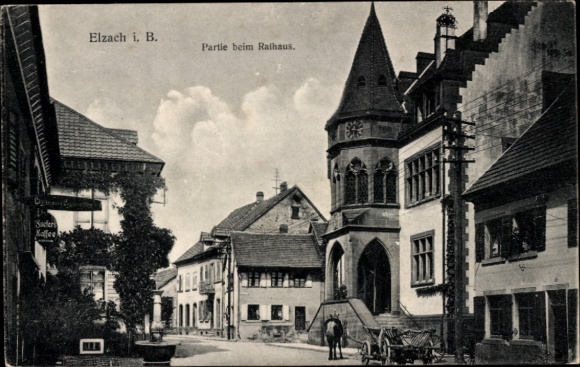 Postcard Elzach in the Black Forest, near the town hall