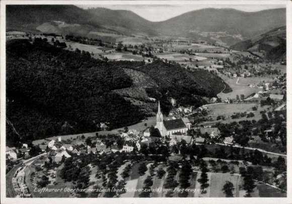 Ak Oberharmersbach im Schwarzwald Baden, Fliegeraufnahme