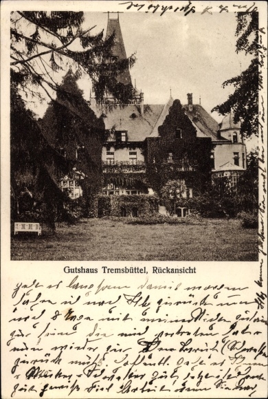 Ak Sattenfelde Tremsbüttel in Schleswig Holstein, Rückansicht, Garten