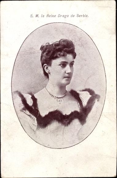 Postcard Serbien, queen Draga Mašin, portrait