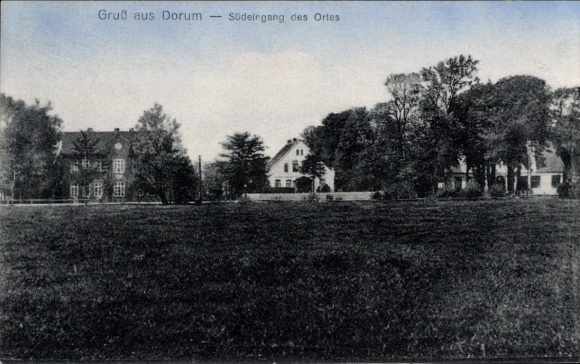 Ak Dorum Wurster Nordseeküste, Südeingang des Ortes