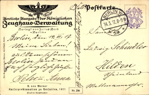 PC Imperial Proclamation in Versailles, Bismarck, Kaiser