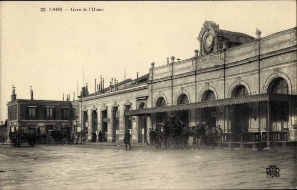 Postcard Caen Calvados, Bahnhof