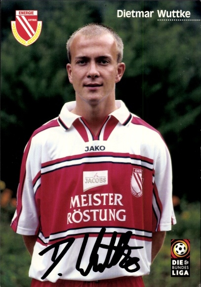 Autograph card footballer Dietmar Wuttke, FC Energie Cottbus, autograph