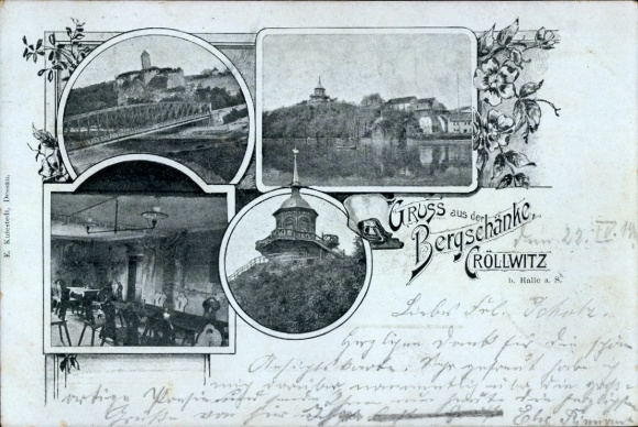 Postcard Kröllwitz Cröllwitz Halle an der Saale, various views, mountain tavern, bridge, interior