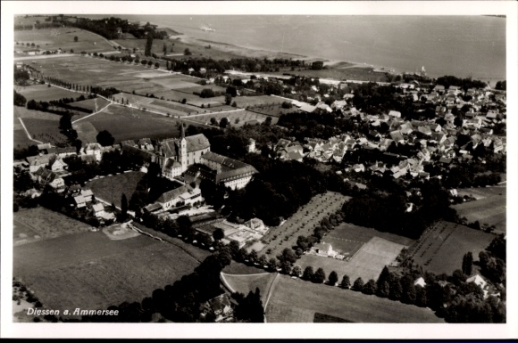 Ak Dießen am Ammersee Oberbayern, Fliegeraufnahme