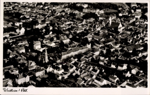 Postcard Weilheim Upper Bavaria, aerial photograph