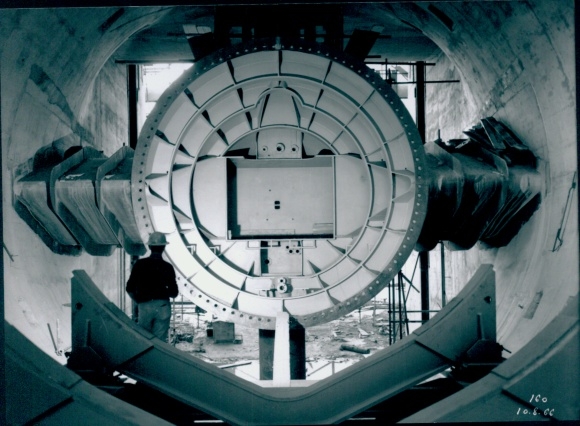 Photo Gerstheim Alsace Bas Rhin, hydroelectric power station, Henri Baranger 1966, La Photothèque EDF