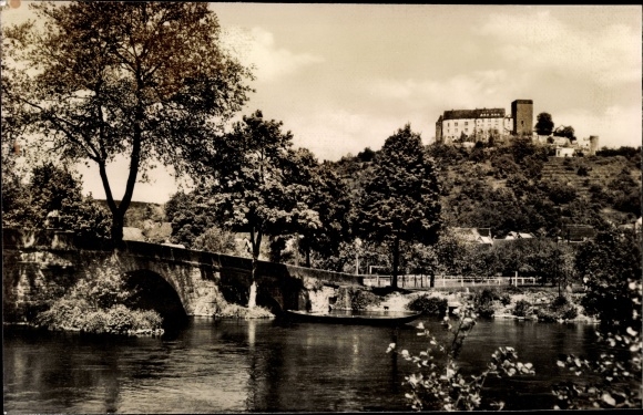 Postcard Gamburg Werbach an der Tauber, castle seen from the water