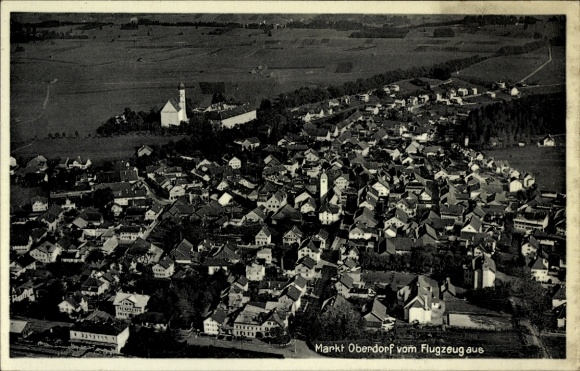 Postcard Markt Oberdorf Marktoberdorf in Allgäu, aerial photograph