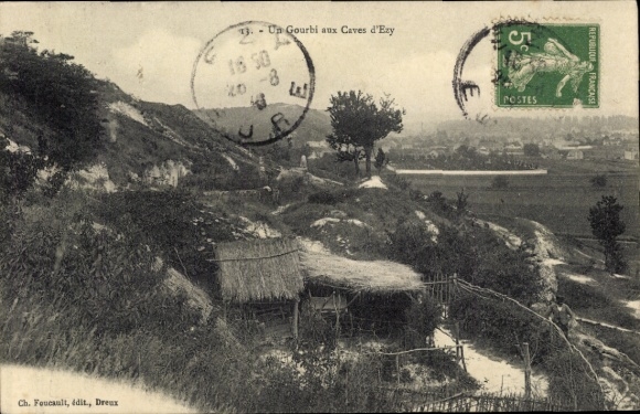 Postcard Ezy Eure, A Gourbi in the Caves of Ezy