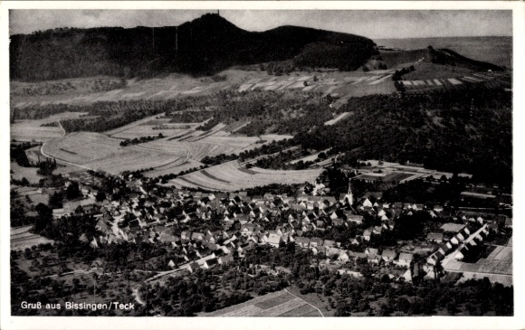 Postcard Bissingen an der Teck, aerial photograph