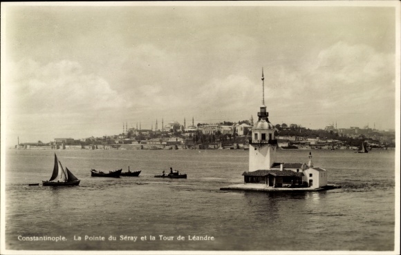 Postcard Constantinople Istanbul Türkiye, Pointe du Seray, Tour de Leandre