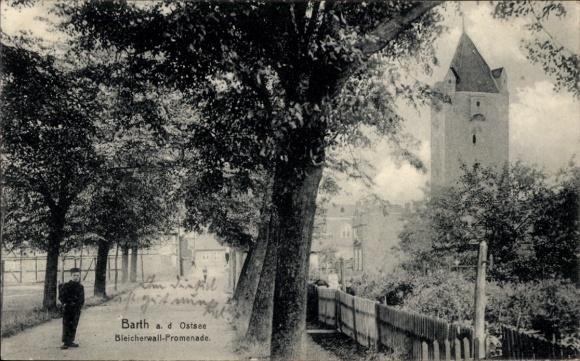 Postcard Barth on the Baltic Sea, Bleicherwall Promenade
