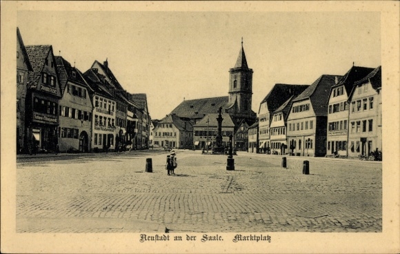 Postcard Bad Neustadt an der Saale Lower Franconia, view of the market square, church