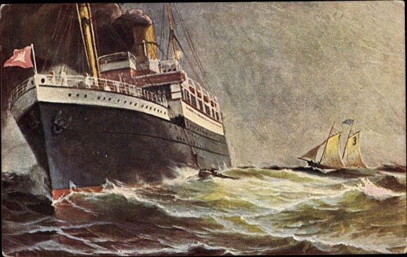 Postcard Dampfer, Dampfschiff, Sailing Ship, Storm