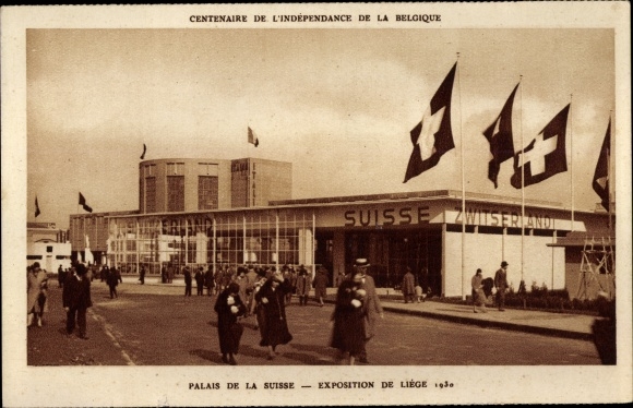 Postcard Liege Wallonia Liège, exposition, world exhibition 1930, Palais de la Suisse