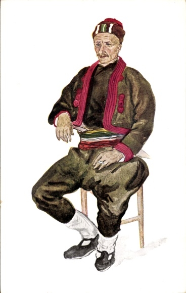 Postcard Travnik Bosnia and Herzegovina, man in traditional costume