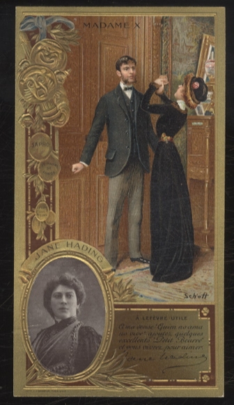 Merchant picture advertising card Lefevre-Utile Lu Art Nouveau, Jane Hading