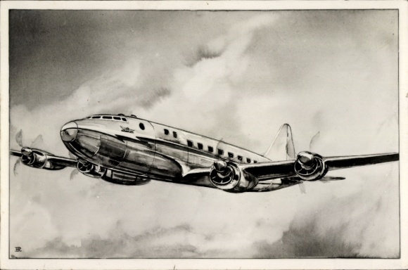 Artist Postcard British airliner Avro Tudor II