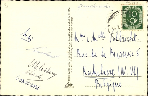 Postcard Marktheidenfeld in the Spessart region of Lower Franconia, view of the Main Bridge