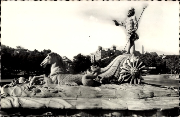 Postcard Madrid Spain, Neptune Fountain