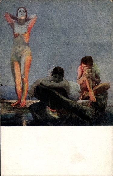 Artist Postcard Klinger, Max, Blue Hour, Act