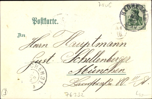 Embossed ivy leaf Chromo-Litho Bad Herrenalb in the Black Forest, total view of the village with Wurstberg