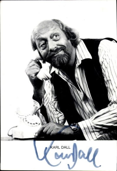 Postcard comedian Karl Dall, telephone, autograph