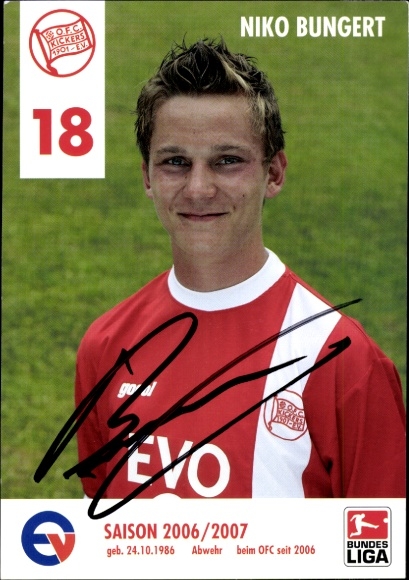 Autogrammkarte Fußballer Niko Bungert, Kickers Offenbach, Autogramm
