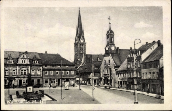 Postcard Wilsdruff in Saxony, town market, church, architecture, quiet atmosphere