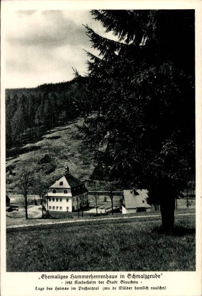 Ak Schmalzgrube Jöhstadt im Erzgebirge Sachsen, Hammerherrenhaus, Kinderheim, Preßnitztal