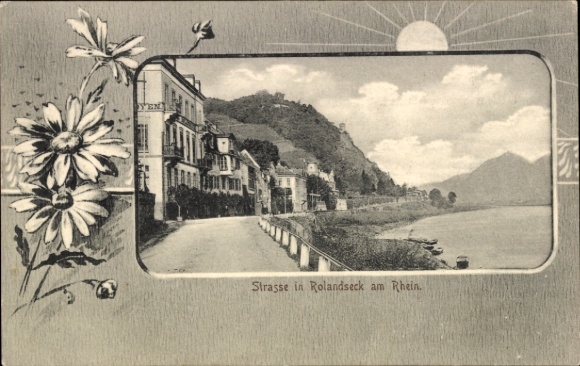 Passepartout Ak Rolandseck Remagen am Rhein, Straßenpartie