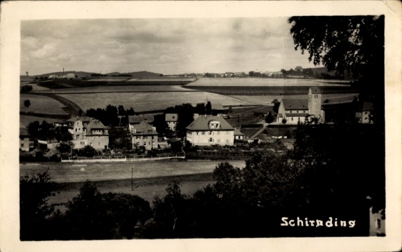 Postcard Schirnding in Upper Franconia, partial view, panorama