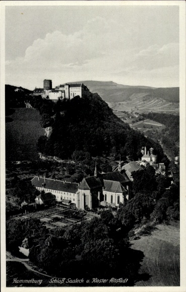Hammelburg in Lower Franconia, Bavaria, Saaleck Castle, Old Town Monastery, Mountain Landscape