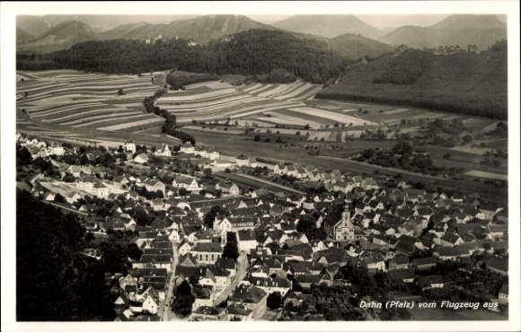 Postcard Dahn in the Palatinate, aerial photograph