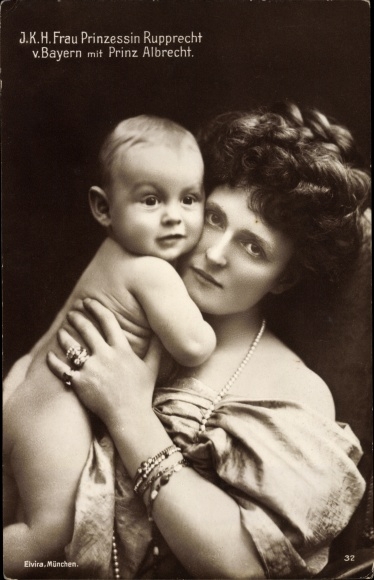 Postcard Princess Rupprecht of Bavaria with Prince Albrecht, portrait