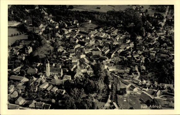 Postcard Bad Aibling in Upper Bavaria, aerial photograph